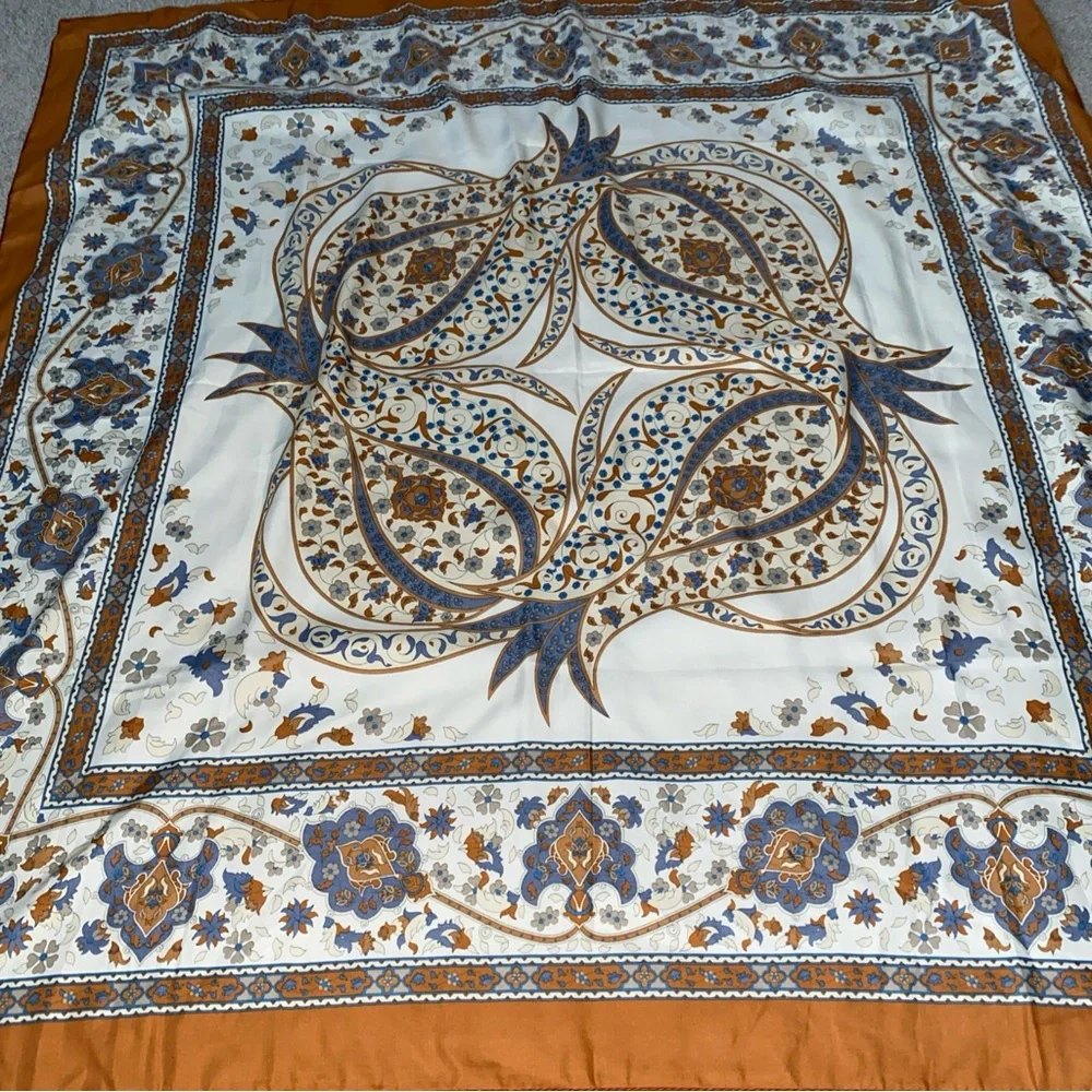 Bursa Vintage Silk Scarf  37” X‎ 37” Multicolored
